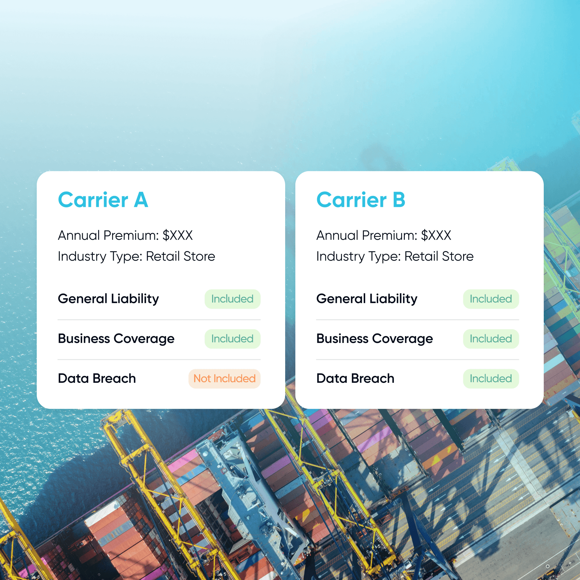 UI depicting carrier differences in coverage and premium.