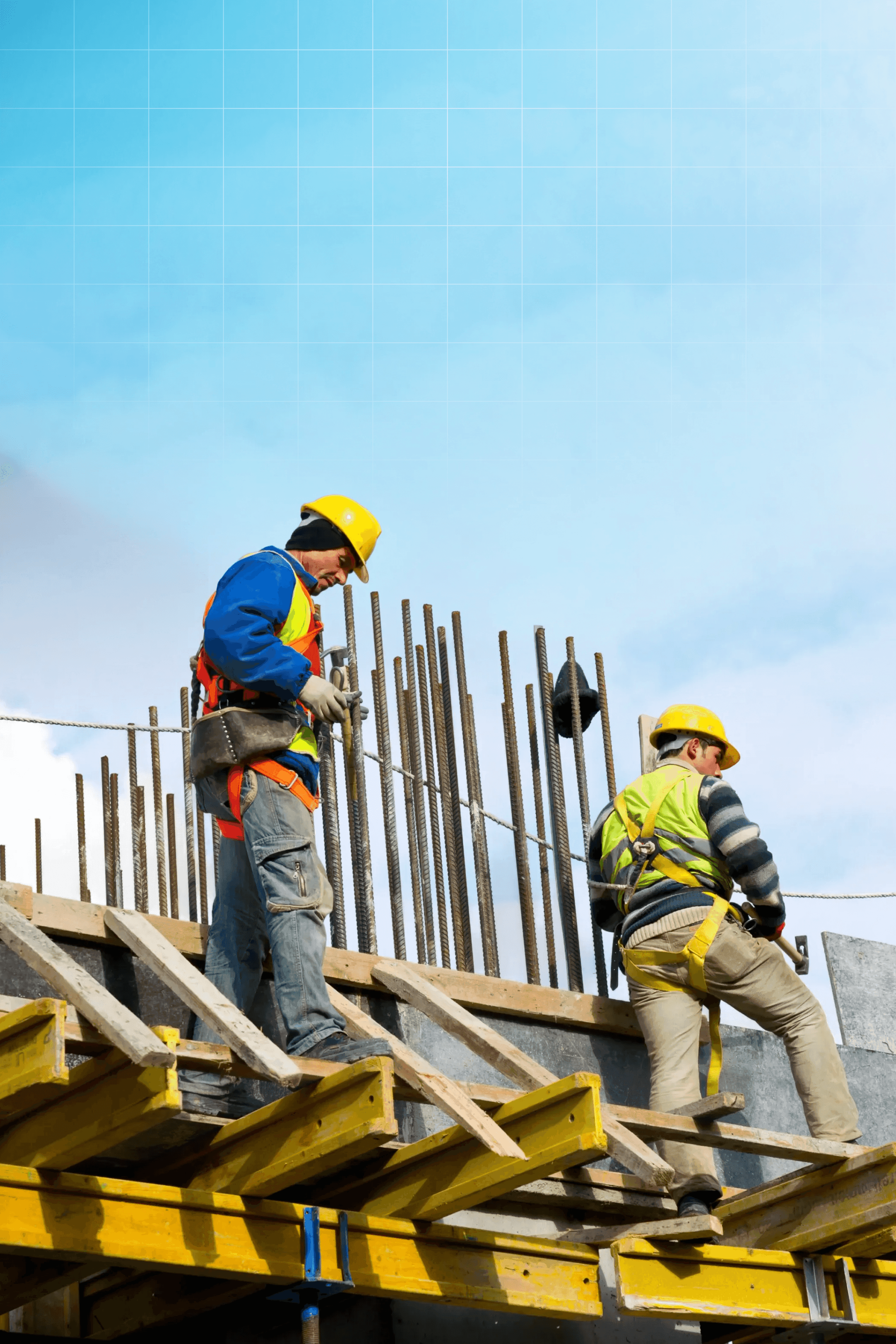 Construction workers at an active job site.