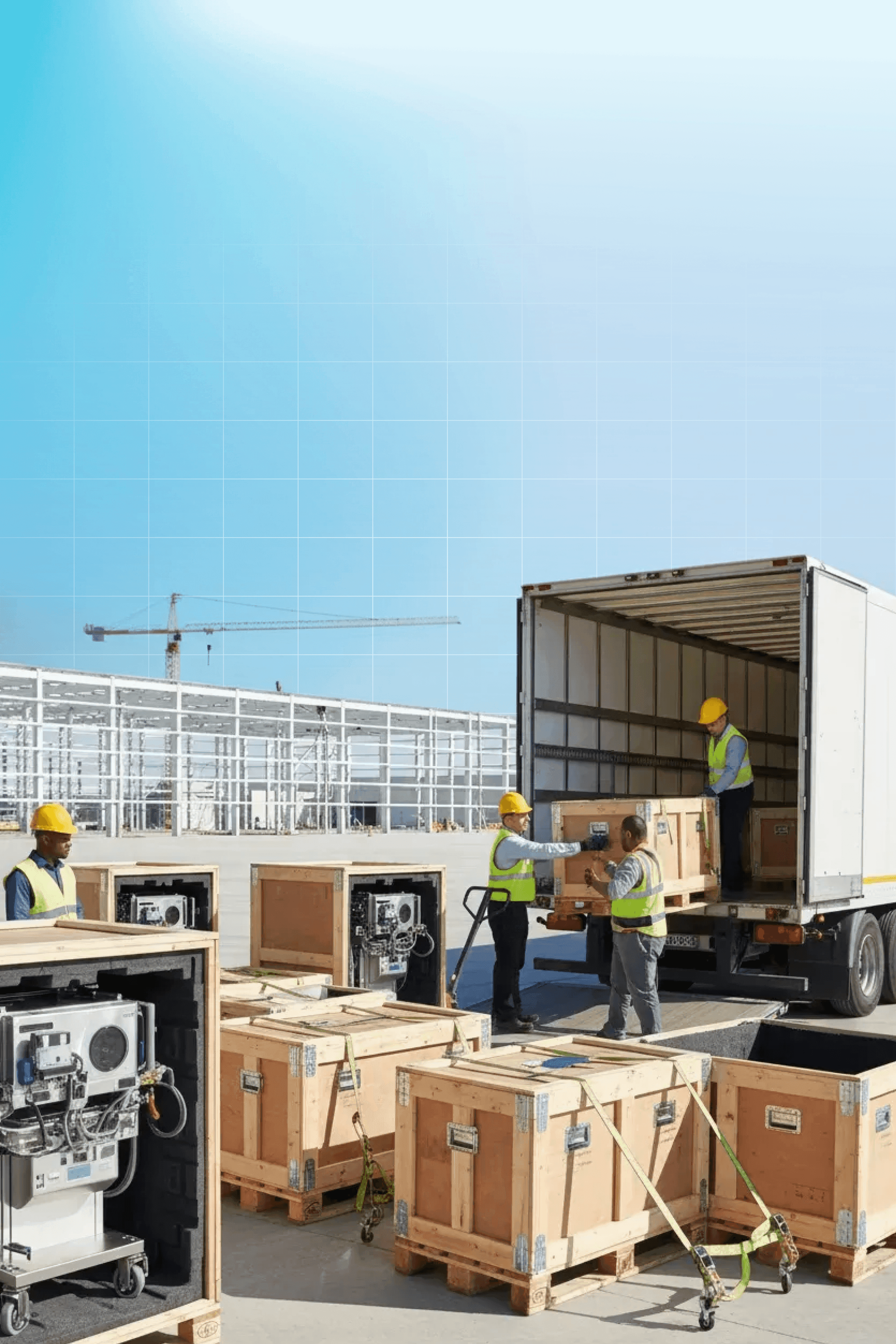 Unloading cargo off a truck.