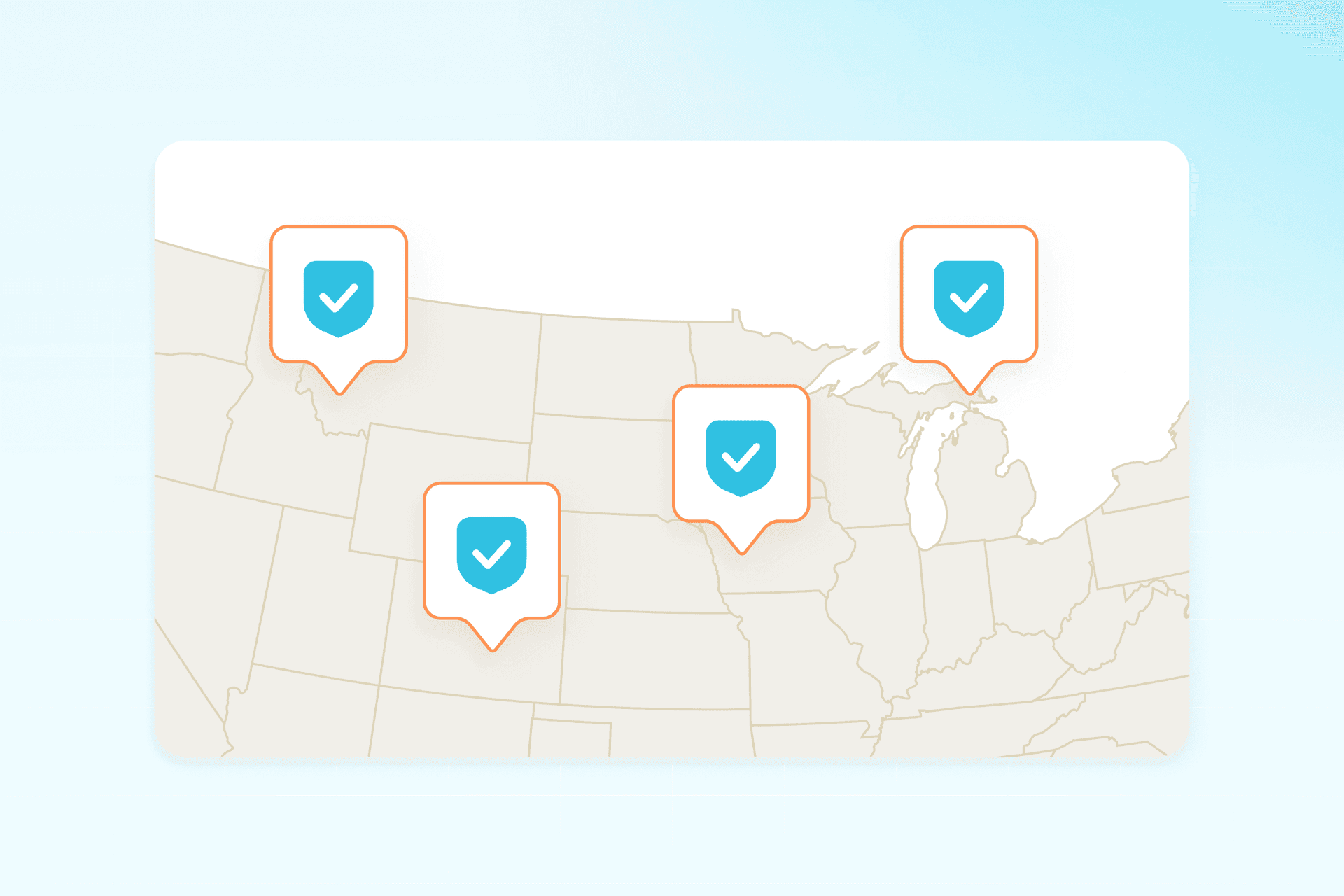 Map displaying coverage in multiple states.